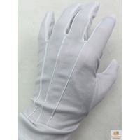 Deluxe Short White Stripe Satin Gloves Magician Driving Wedding Glove One Size thumbnail