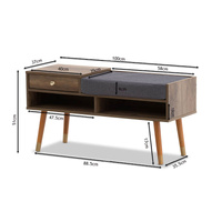 Designer Cabinet Bench Storage with Seat Wooden Shelf Hallway Cupboard - Walnut thumbnail