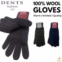 100% PURE WOOL GLOVES Winter Snow Ski Plain Knit Knitted Warm MK341 Plain - Navy thumbnail
