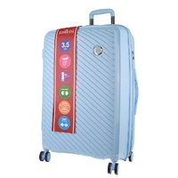 Pierre Cardin Inspired Milleni Checked Luggage Bag Travel Carry On Suitcase 75cm (124L) - Blue thumbnail