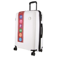 Pierre Cardin Inspired Milleni Checked Luggage Bag Travel Carry On Suitcase 65cm (82.5L) - White thumbnail