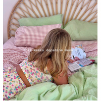 100% Cotton Muslin Duvet Quilt Cover Set w/ 2 Pillow Cases in Pastel Green - Double thumbnail