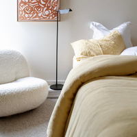 100% Cotton Muslin Duvet Quilt Cover Set w/ 2 Pillow Cases in Yellow - Super King thumbnail