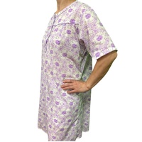 Womens 100% Cotton Short Sleeve Nightie Gown Night Sleepwear Pyjamas PJ Pajamas - Lilac - 12 thumbnail