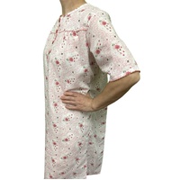 Womens 100% Cotton Short Sleeve Nightie Gown Night Sleepwear Pyjamas PJ Pajamas - Pink - 12 thumbnail