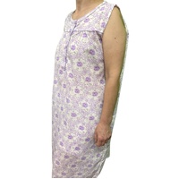Womens 100% Cotton Sleeveless Nightie Gown Night Dress Pyjamas PJ Pajamas Sleep - Lilac - 12 thumbnail