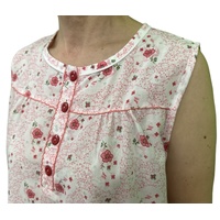 Womens 100% Cotton Sleeveless Nightie Gown Night Dress Pyjamas PJ Pajamas Sleep - Pink - 16 thumbnail
