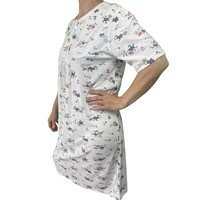 Womens Ladies Cotton Nightie Night Gown Slip Petticoat PJs Sleepwear Dress - White/Pink - 18 thumbnail