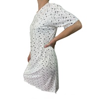 Womens Ladies Cotton Nightie Night Gown Slip Petticoat PJs Sleepwear Dress - White/Purple - 14 thumbnail