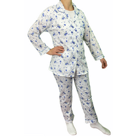 Womens PYJAMAS PJs Set Pajamas Ladies Cotton PJ Womens Long Sleeve Sleepwear - Blue - 12 thumbnail