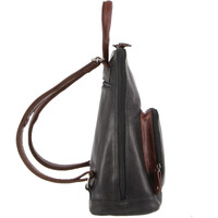 Milleni Womens Bag Italian Leather Soft Nappa Leather Backpack Travel - Black/Chestnut thumbnail