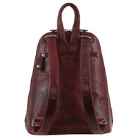 Milleni Womens Twin Zip Backpack Nappa Italian Leather Bag Travel - Cherry thumbnail