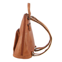 Milleni Genuine Italian Leather Soft Nappa Leather Backpack Bag Travel - Cognac thumbnail