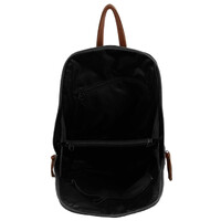 Milleni Ladies Genuine Italian Leather Backpack Bag Twin Zip - Black/Chestnut thumbnail