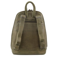 Milleni Ladies Genuine Italian Leather Backpack Bag Twin Zip - Olive thumbnail