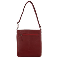 Milleni Ladies Nappa Leather Zip Closure Cross Body Bag Travel - Red thumbnail