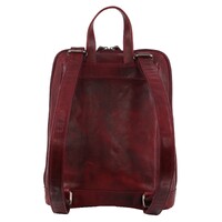 Milleni Ladies Nappa Leather Bag Twin Zip Backpack w/ Zipped Pocket - Cherry Red thumbnail