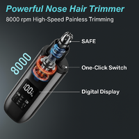 Handheld Portable Nose Hair Trimmer Rechargeable USB-C Clipper Shaver in Red thumbnail