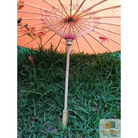 PARASOL UMBRELLA Chinese Japanese Bamboo Flower Pattern Fabric 80cm Diameter - Orange thumbnail