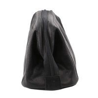 Pierre Cardin Mens Rustic Leather Toiletry Case Bag Travel - Black thumbnail