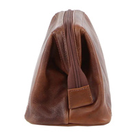 Pierre Cardin Mens Rustic Leather Toiletry Case Bag Travel - Cognac thumbnail