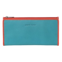 Pierre Cardin Italian Genuine Leather Ladies Wallet - Turquoise/Orange thumbnail