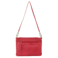 Pierre Cardin Womens Woven Leather Flap Cross-Body Bag/Clutch - Red thumbnail