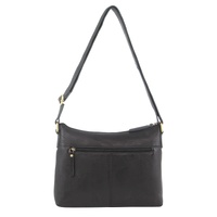 Pierre Cardin Womens Leather Perforated Cross-Body Bag with stud Detailing - Black thumbnail