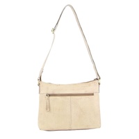 Pierre Cardin Womens Leather Perforated Cross-Body Bag with stud Detailing - Latte thumbnail