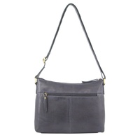 Pierre Cardin Womens Leather Perforated Cross-Body Bag with stud Detailing - Teal thumbnail