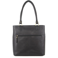 Pierre Cardin Womens Leather Perforated Shoulder Bag with stud Detailing - Black thumbnail