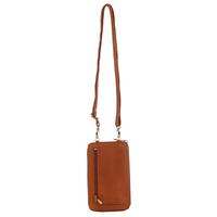Pierre Cardin Ladies Leather Cross Body Bag/Wallet Bag/Clutch Wallet - Cognac thumbnail