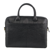 Pierre Cardin Leather Multi-Handle 15" Laptop Computer Bag - Black thumbnail