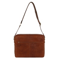 Pierre Cardin Crumpled Leather 15" Laptop Computer Bag - Tan thumbnail