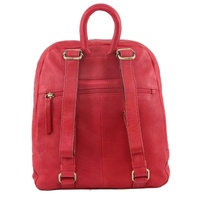 3PC Set Pierre Cardin Womens Woven Leather Cross-Body Bags + Backpack - Red thumbnail