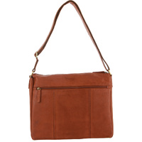 Pierre Cardin Leather Briefcase Bag Tote 13" Laptop Rustic Satchel Travel - Cognac thumbnail
