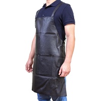 Pierre Cardin Professional Leather Apron Butcher Woodwork Hairdressing Barber Chef - Black thumbnail