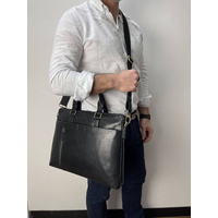 Pierre Cardin Leather 15" Laptop Briefcase Business Bag - Black thumbnail