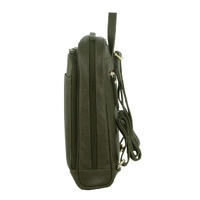 Pierre Cardin Rustic Womens Leather Backpack Bag Handbag Back Pack Travel  - Olive thumbnail