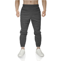 Mens Fleece Skinny Track Pants Jogger Gym Casual Sweat Trackies Warm Trousers - Charcoal Marle/White Stripe - S thumbnail