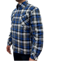 Mens QUILTED FLANNELETTE SHIRT 100% COTTON Flannel Jacket Padded Long Sleeve - Black/Navy/White (Quilted) - S thumbnail