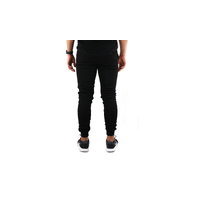Mens Skinny Track Pants Joggers Trousers Gym Casual Sweat Cuffed Slim Trackies Fleece - Black - L thumbnail