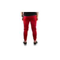 Mens Skinny Track Pants Joggers Trousers Gym Casual Sweat Cuffed Slim Trackies Fleece - Red - S thumbnail