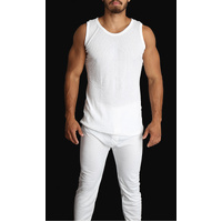 Mens THERMAL Merino Wool Blend Singlet Top Sleeveless Warm Underwear - Natural - Large thumbnail