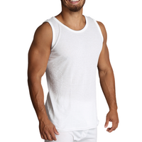 Mens THERMAL Merino Wool Blend Singlet Top Sleeveless Warm Underwear - Natural - Medium thumbnail