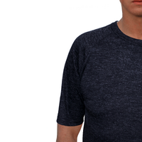 Mens Merino Wool Blend Short Sleeve Thermal Top Underwear Thermals Base Layer - Black - M thumbnail