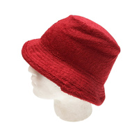 Stingy Brim Terry Towelling Bucket Hat Daggy Fishing Camping Lad Cap 100% COTTON - Red - XXL thumbnail