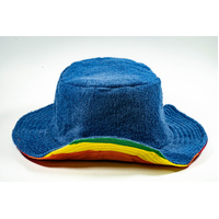 Stingy Brim Terry Towelling Bucket Hat Daggy Fishing Camping Lad Cap 100% COTTON - Rainbow/Blue - L/XL (58-59cm) thumbnail