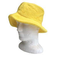 Stingy Brim Terry Towelling Bucket Hat Daggy Fishing Camping Lad Cap 100% COTTON - Yellow - S/M thumbnail