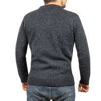 100% SHETLAND WOOL CREW Round Neck Knit JUMPER Pullover Mens Sweater Knitted - Navy (45) - L thumbnail